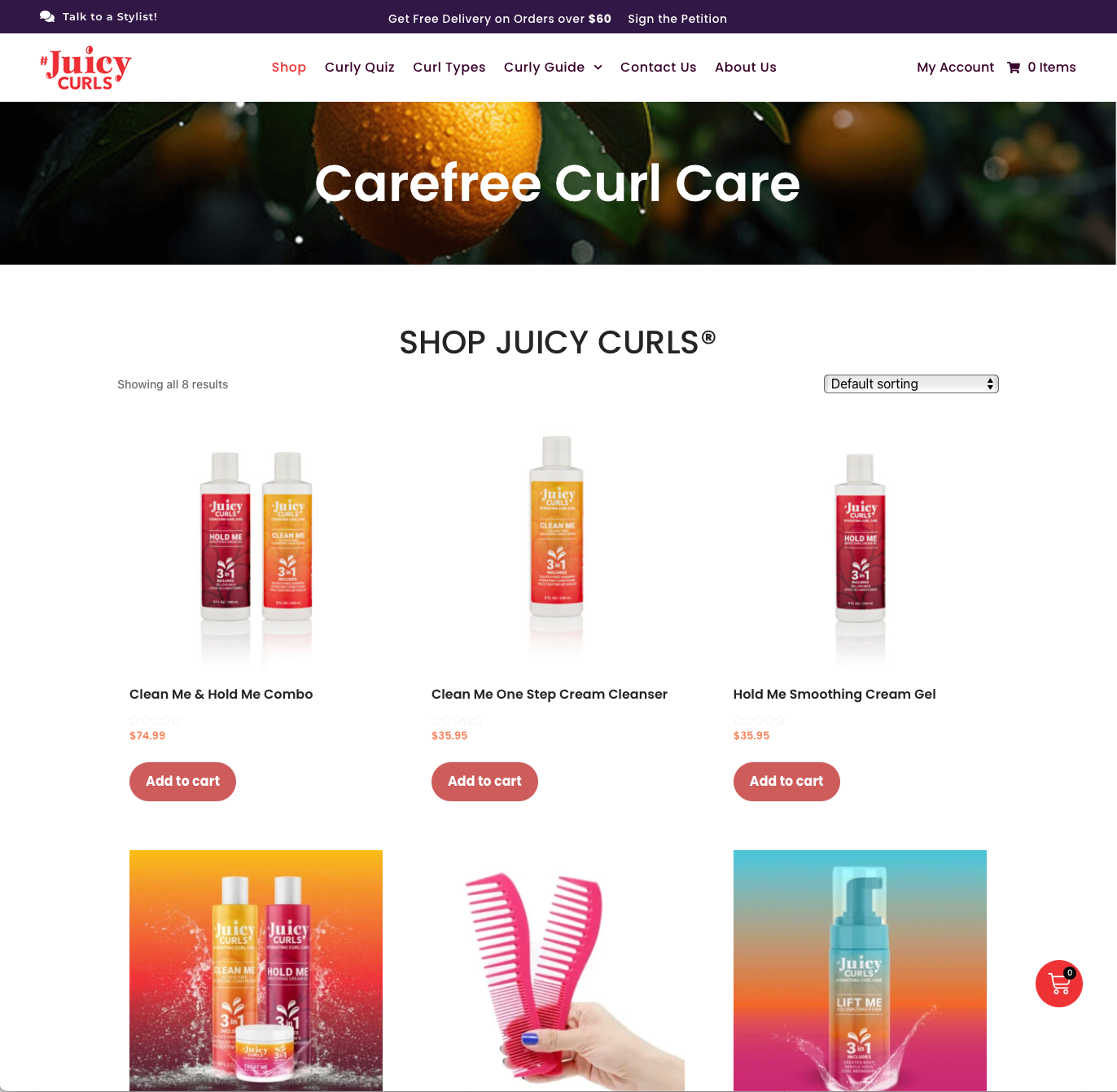 Juicy Curls shop page